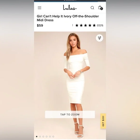 Ivory Off-the-Shoulder Midi Dress | Womens | Medium | 100% Polyester | Lulus Ivory Off-the-Shoulder Midi Dress | Womens | Medium | 100% Polyester | Lulus